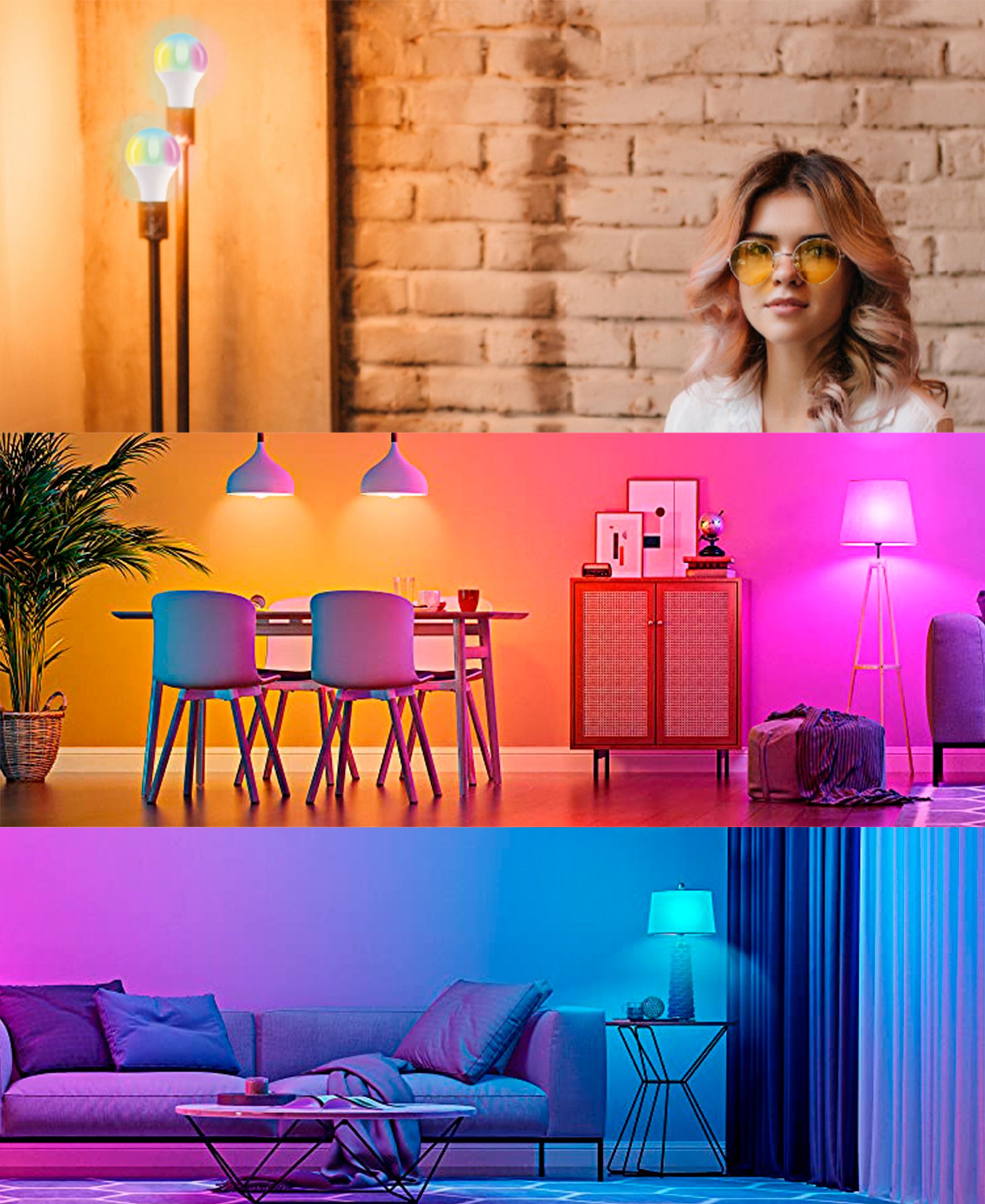 4-Pack Glow LED Multi-Colored RGB Light Bulb- 5W